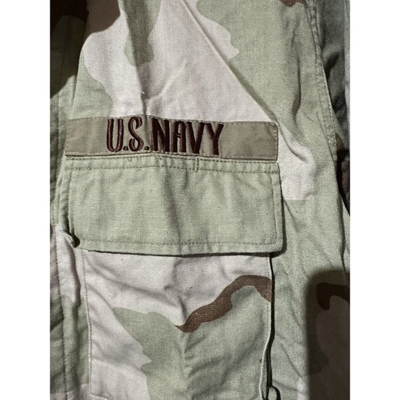 VTG U.S. Navy Combat Desert Camouflage BDU Coat Jacket Size Med Short NAMED 1991 - Picture 2 of 6